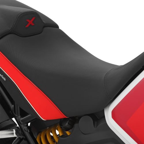 Комфортное мотосиденье для водителя Wunderlich AKTIVKOMFORT черно-красное на мотоцикл Ducati DesertX