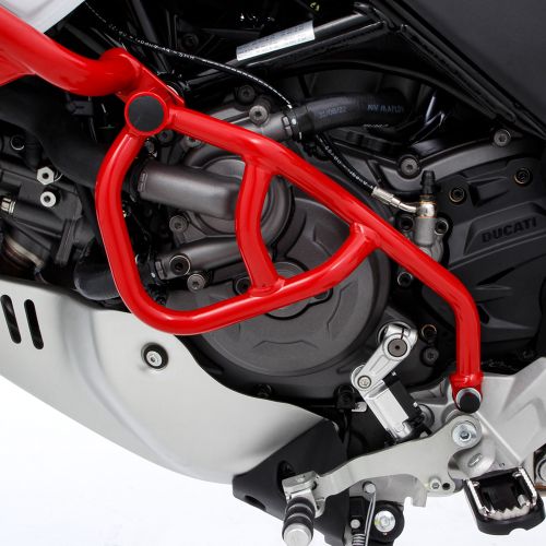 Защита двигателя левая сторона красная для мотоцикла Ducati DesertX (для монтажа с защитной планкой обтекателя)