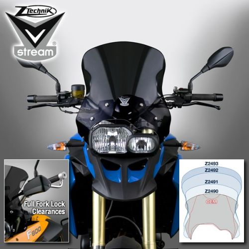 Укороченное спортивное тонированное ветровое стекло Z-Technik VStream® для мотоцикла BMW F800GS/F650GS Twin