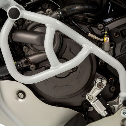 Защита двигателя левая сторона белая для мотоцикла Ducati DesertX (для монтажа с защитной планкой обтекателя)