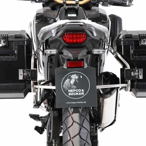 Комплект боковых креплений Hepco&Becker Cutout и боковых черных кофров Xplorer на мотоцикл Honda Africa Twin CRF1100L