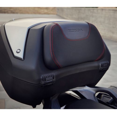 Спинка пассажира для топкейса Honda на мотоцикл XL750 Transalp / X-ADV 750 / NT1100 / NC750X / Forza 750, черная с красной строчкой