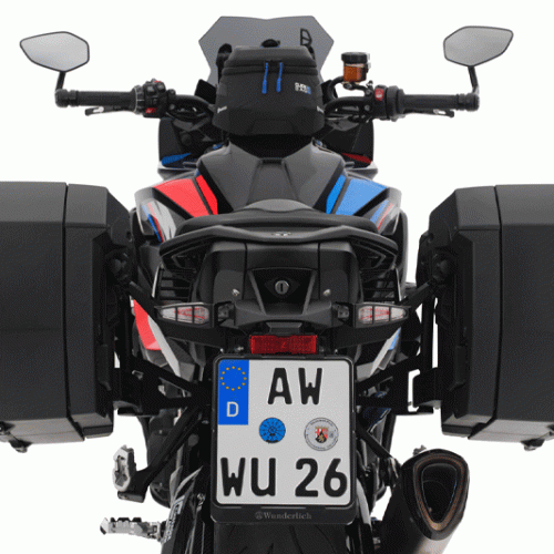 Комплект боковых кофров Wunderlich Vario X-CASE с багажным креплением X-RACK light для мотоцикла BMW M1000XR, черно-серебристый