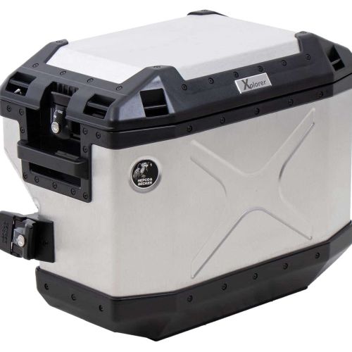 Бічний кофр Hepco&Becker Xplorer 37л, правий, з вирізом під вихлоп, сріблястий