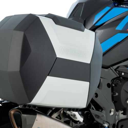 Комплект боковых кофров Wunderlich Vario X-CASE с багажным креплением X-RACK light для мотоцикла BMW M1000XR, черно-серебристый
